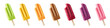 Set of various colorful fruit and berry popsicles isolated on white background