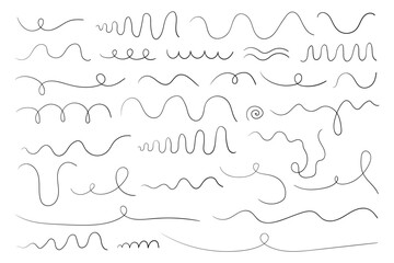 Wall Mural - hand drawn doodle lines. vector set of wavy twisted scribble elements for graphic design