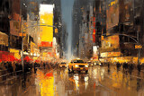 Fototapeta Nowy Jork - Nighttime Painting of Times Square, New York