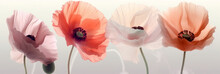 Translucid Poppy Flower On White Background With Backlight Illustration With Soft Light Pastel Colors, Generative AI