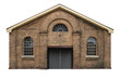 Cutout of an isolated old red brick warehouse with the transparent png 