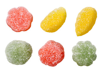 Wall Mural - Set of multi-colored marmalade candies on a white background. Isolated