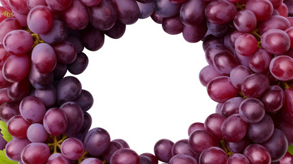 Wall Mural - purple grapes frame isolated on transparent background cutout , generative ai