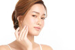 © kitthanes  - Beautiful young asian woman with clean fresh skin on white background, Face care, Facial treatment, Cosmetology, beauty and spa, Asian women portrait.