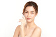© kitthanes  - Beautiful young asian woman with clean fresh skin on white background, Face care, Facial treatment, Cosmetology, beauty and spa, Asian women portrait.