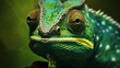 close-up green chameleon 