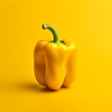 Yellow Bell Pepper Isolated On Plain Studio Background, Made With Generative Ai