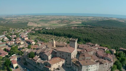 Poster - aerial view of the town of capalbio tuscany