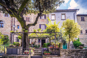 Wall Mural - Traditional homes in the Etruscan city of Cortona, Tuscany Italy