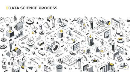 data science process isometric illustration