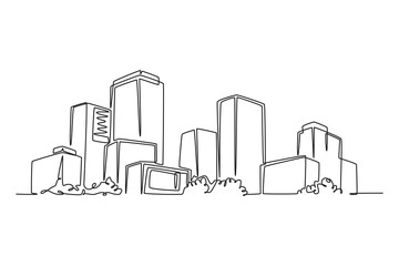 Single one line drawing beautiful building. City concept. Continuous line draw design graphic vector illustration.