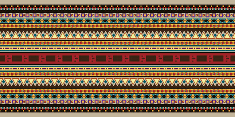 Seamless Kasuri pattern in triba,Gyp sy.Figure tribal embroidery.Indian,l.Aztec style abstract vector illustration.Ethnic stripe seamless pattern.textured ornament illustration,clothing and other.