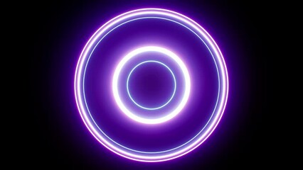 Wall Mural - Glowing Concentric Circle Neon Lights Overlay Loop