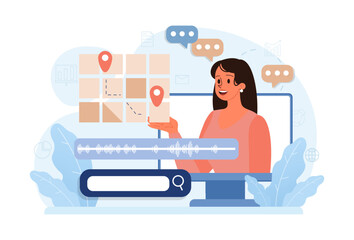 Sticker - voice search. artificial intelligence virtual assistant. character