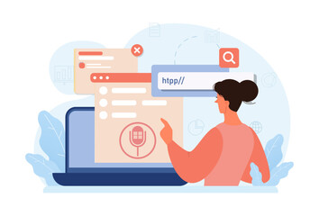 Sticker - voice search. artificial intelligence virtual assistant. character