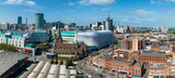 Fototapeta  - View of the skyline of Birmingham, UK including The church of St Martin, the Bullring shopping centre and the outdoor market.