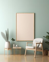 Wooden Frame with Poster Mockup, Generative ai