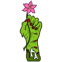 Wall Mural - Zombie Hand Holding Flower