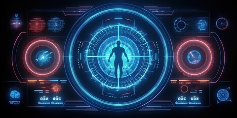 Futuristic HUD screen data hologram. Generative AI