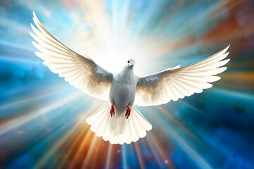 Wall Mural - Graphic and biblical representation of the Holy Spirit in the form of a dove. AI generativ.