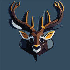 Wall Mural - Realistic Cute Deer Vector Logo Icon Sports Mascot flat vector illustration