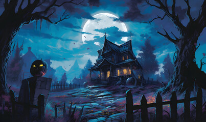 halloween night scene