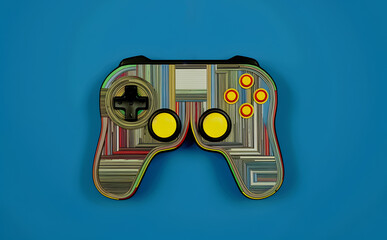 Abstract lines drawing of video game controller. AI generated