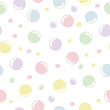 Cheerful colored soap bubbles, childish seamless pattern in soft pastel colors. Vector