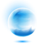 Fototapeta Młodzieżowe - Sapphire sphere of magic water element enchantment magic spell planet then elements