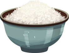 Asian Food Steamed Rice, Chinese Hot Rice Food Vector
