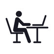 © Olena - Business symbol - online work, flat icon of a male silhouette behind a laptop.