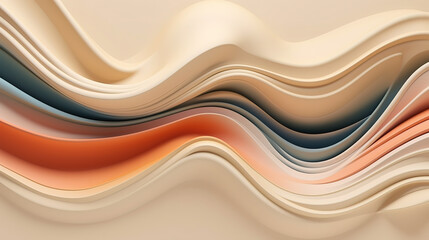 Wall Mural - Abstraction with waves and defocus. Dark beige background with stains. Generative Ai