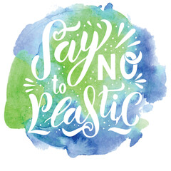 Plastic free July, say no to plastic  watercolor vector