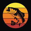 Fishing t-shirt design, cat and fish