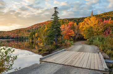 Wall Mural - Scenic drive - Maine  - New England fall foliage with sunset autumn colors 