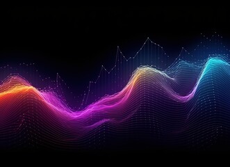 Wall Mural - Sound waves oscillating with the glow of light, abstract technology background