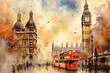 London city (Europe) in watercolor style. impressive drawing. illustration. paint. image created with ai. vacation. travel. tourism