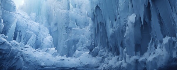 Wall Mural - luminous blue crystal ice glacial texture palace arctic frost snow ice, fog, foreboding,diffused lig