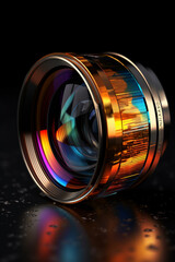 Aufkleber -  A conceptual image of a camera lens capturing the essence of a subject, such as a portrait or a still life, representing the artistry of photography.  Generative AI technology.