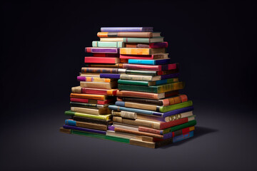 Poster -  A photograph of a stack of colorful books arranged in a neat and orderly manner, representing the importance of knowledge and education in a visually appealing way. Generative AI technology.
