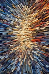 Poster -  A digital composition of abstract book covers arranged in a mosaic-like pattern, creating a visually captivating and dynamic representation of literary works.  Generative AI technology.