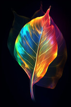 A Digitally Manipulated Image Of An Abstract Leaf, With Distorted Proportions And Dreamlike Colors, Representing The Transformative And Ever-changing Nature Of Life.  Generative AI Technology.