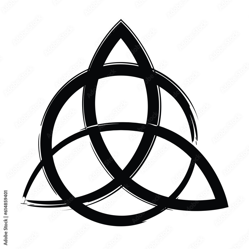Hand drawn full editable norse triquetra which is mythological symbol.