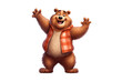 Cheerful Bear Cartoon Character on Transparent Background. AI