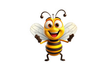 Cheerful Cartoon Bee Character On Transparent Background. AI