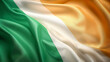 Republic of Ireland tricolour silk fabric flag with ripples background. A.I. Generated.