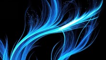 Blue Flames Of A Gas Stove On A Black Background. Close-up. Abstract Illustration