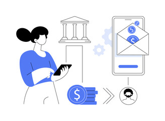 Wall Mural - Money transfer abstract concept vector illustration.