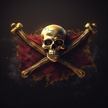 Pirate Symbol With Red Flag