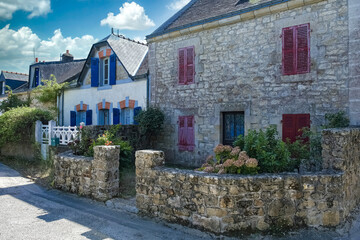 Wall Mural - Arz island in the Morbihan gulf, France, a typical house in the village
